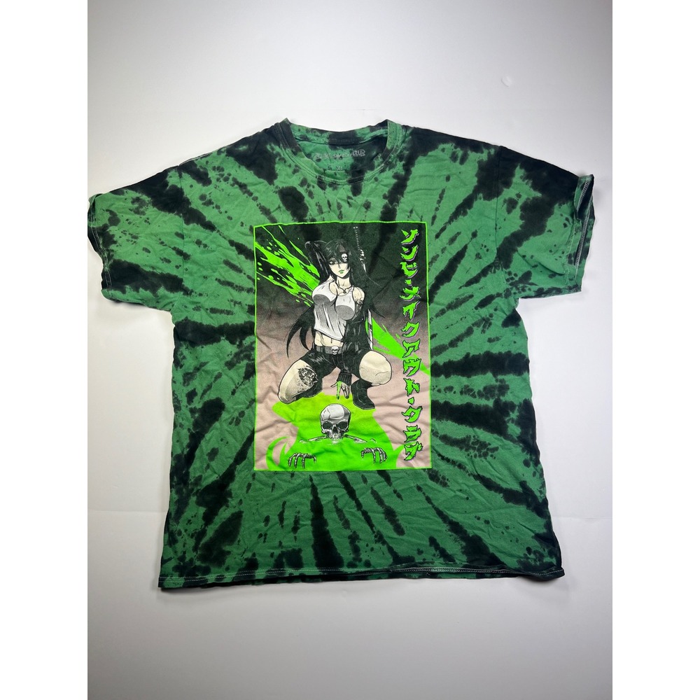Zombie Makeout Club T-Shirt Mens XL Green Black Tie Dye Anime Graphic Skull Tee